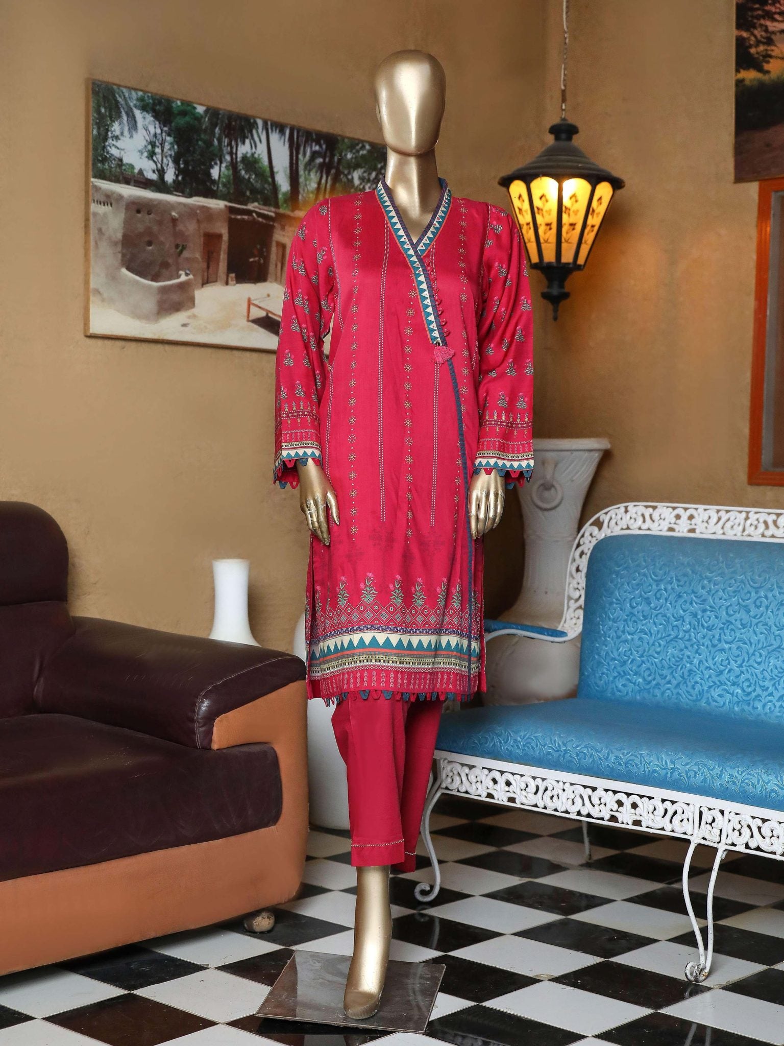 Sada Bahar Stitched Printed Viscose kurti Collection'2021-VS-18679-Pink