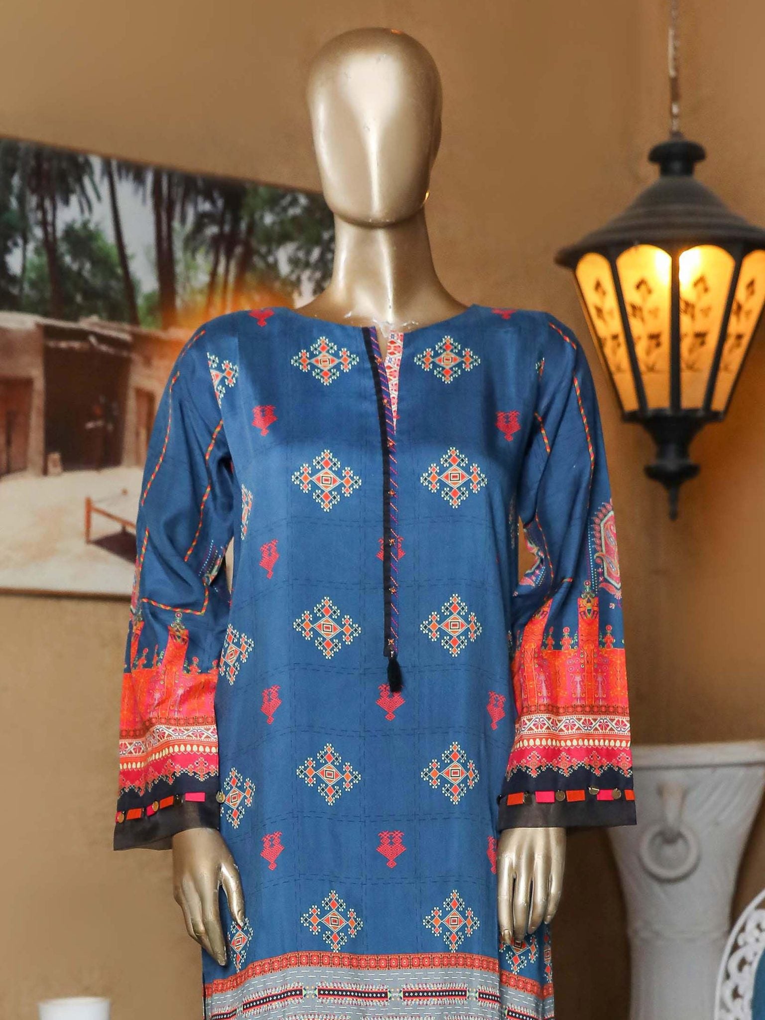Sada Bahar Stitched Printed Viscose kurti Collection'2021-VS-500-Blue