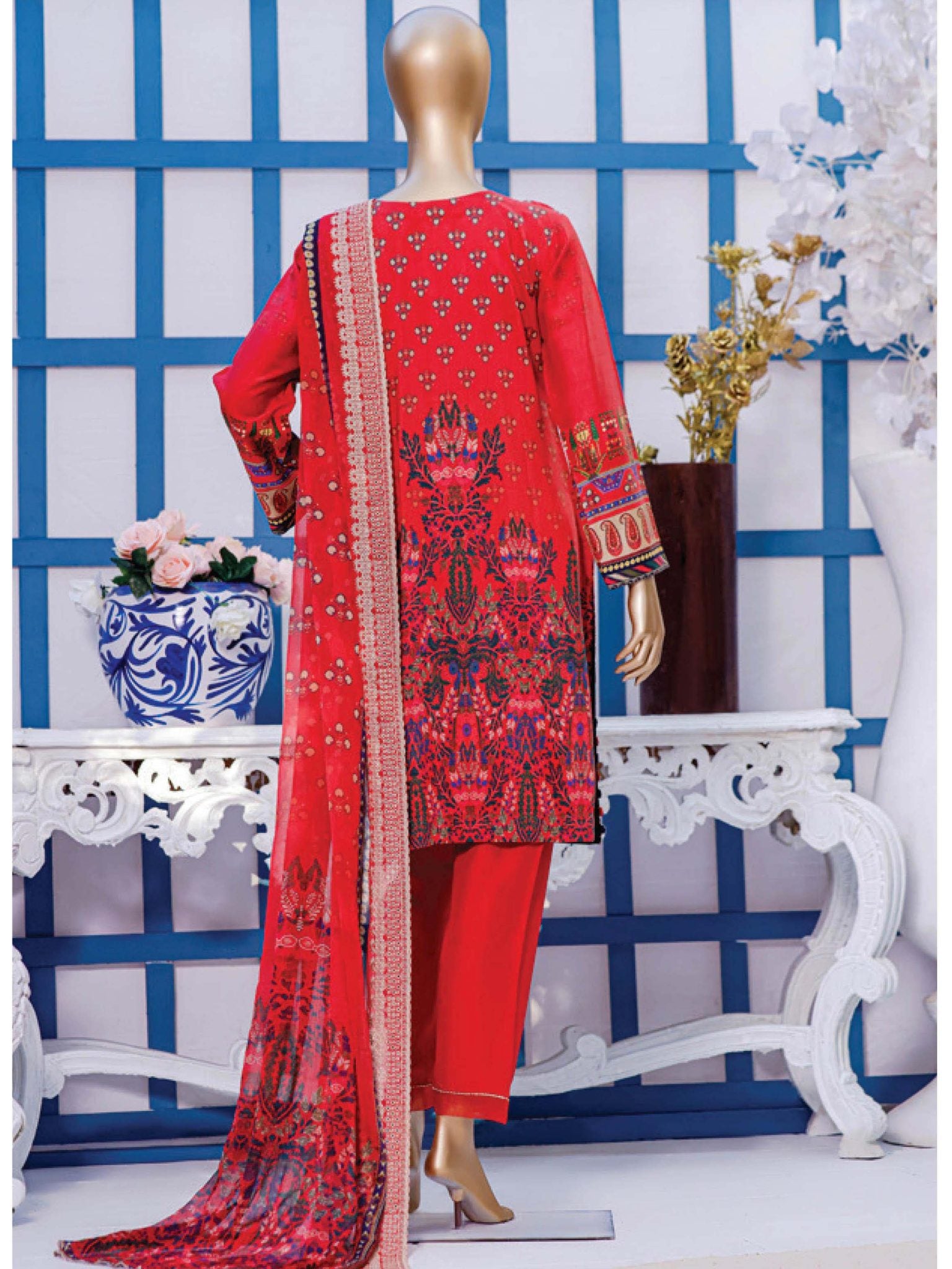 Sada Bahar Stitched 3 Piece Printed Viscose Collection'2021-VS-9609-Red