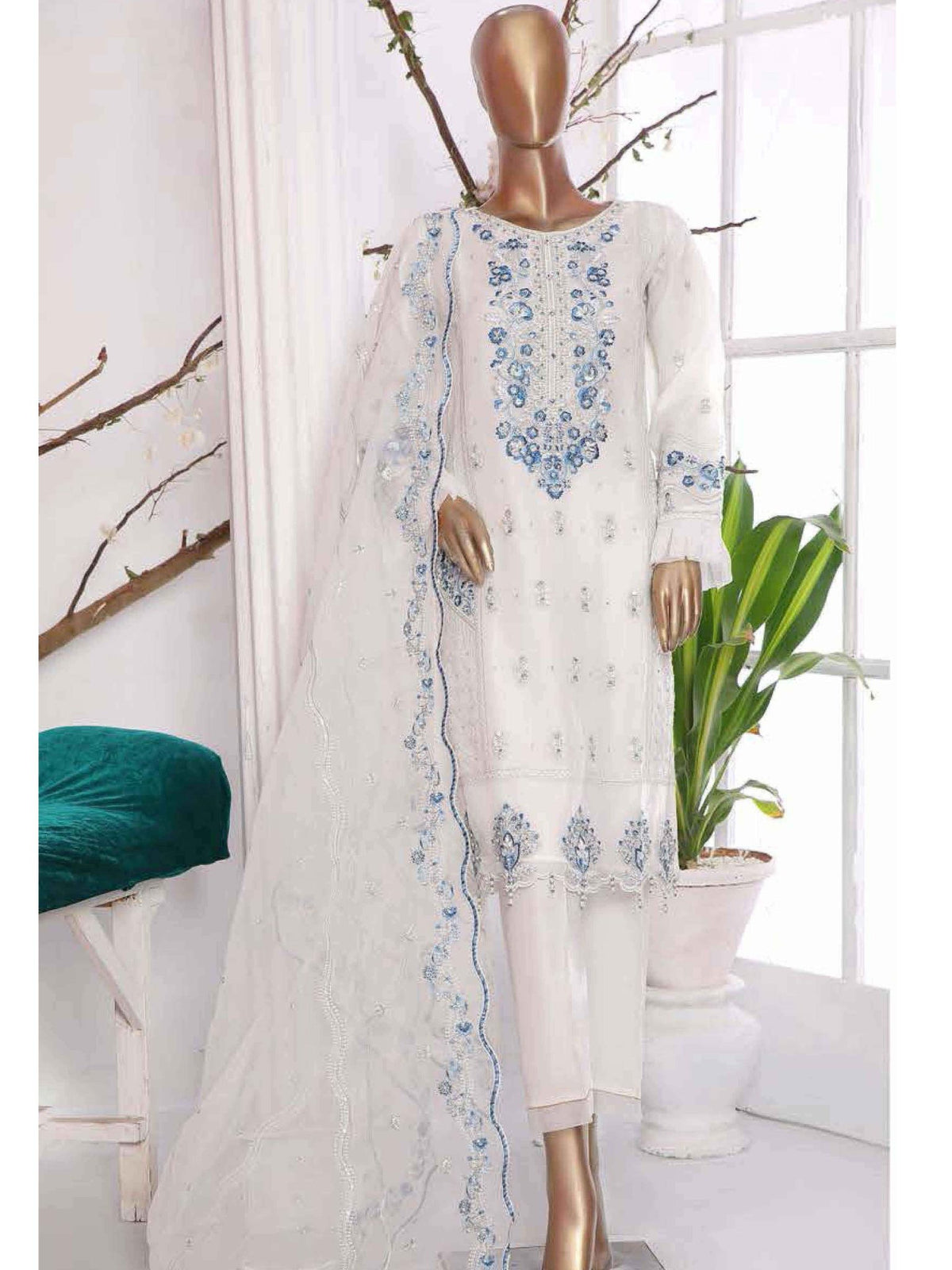 Sada Bahar Stitched 2 Piece Luxury Formal Vol-03 Collection'2021-W-03-White