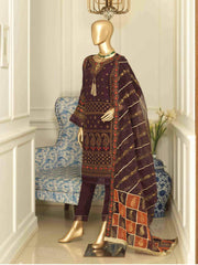 Bin Saeed Stitched 3 Piece Fancy Chiffon Collection'2022-ZEF-03-Purple
