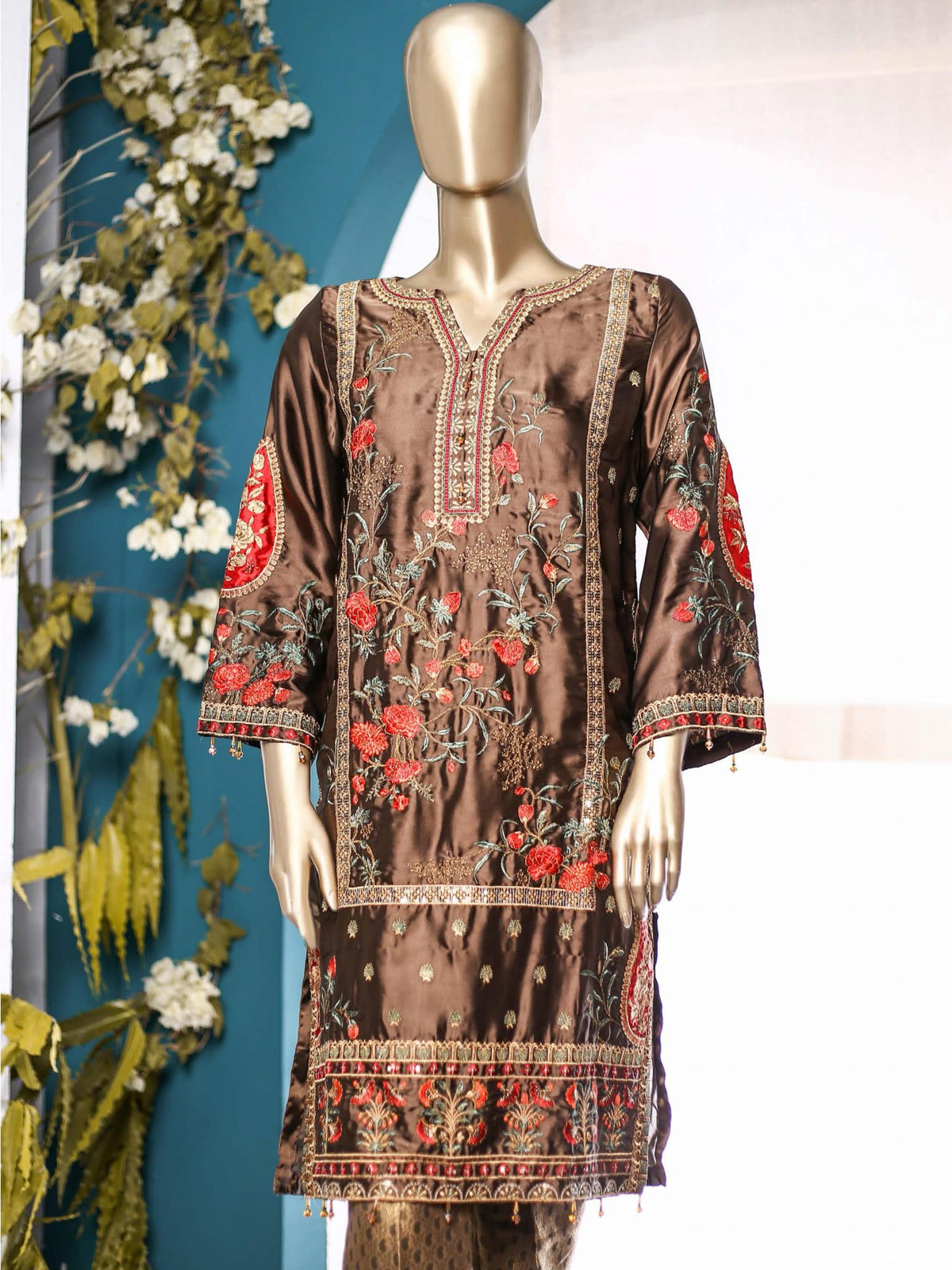 Bin Saeed Embroidered Tunic Silk Stitched Kurti Vol-21 Collection’2021-ZEFS-8011-Mehndi