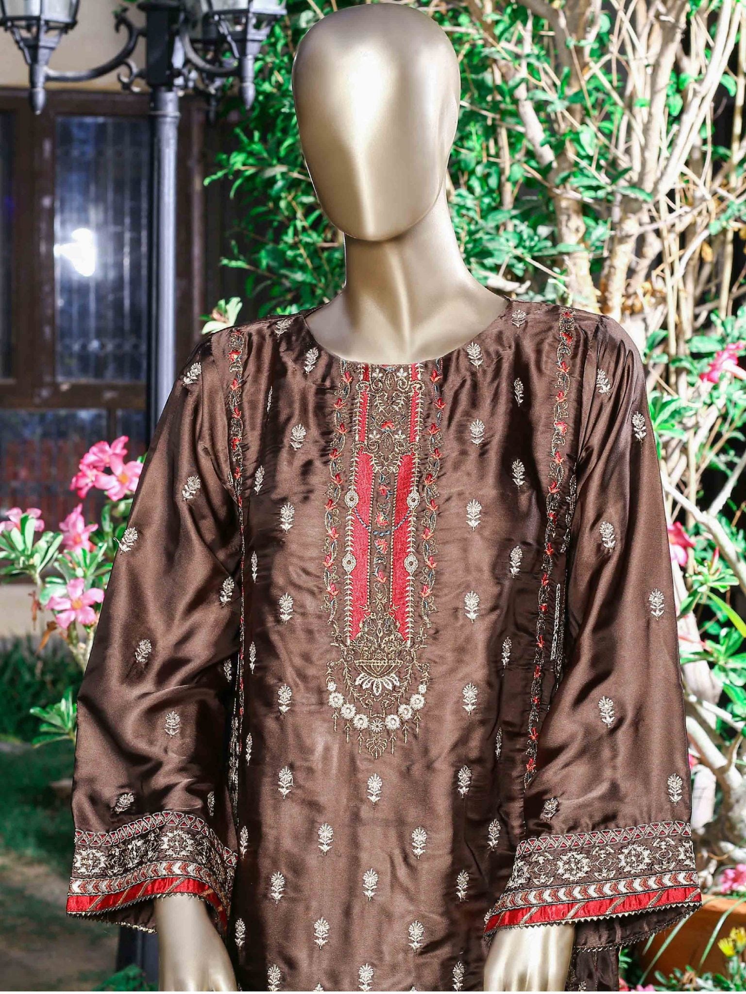 Bin Saeed Embroidered Tunic Silk Stitched Kurti Vol-17 Collection’2021-ZEFS-8014-Brown