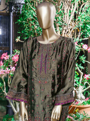 Bin Saeed Embroidered Tunic Silk Stitched Kurti Vol-17 Collection’2021-ZEFS-8014-Mehndi