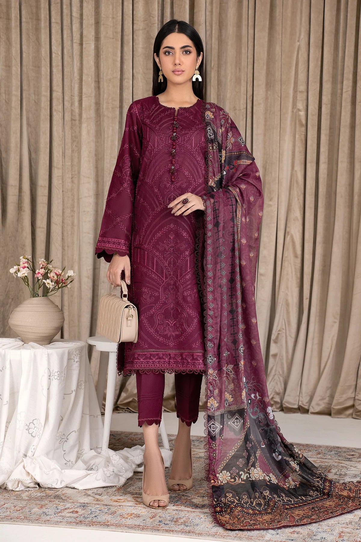 Zarif Unstitched 3 Piece Embroidered Eid Lawn Collection'2023-ZEL-01