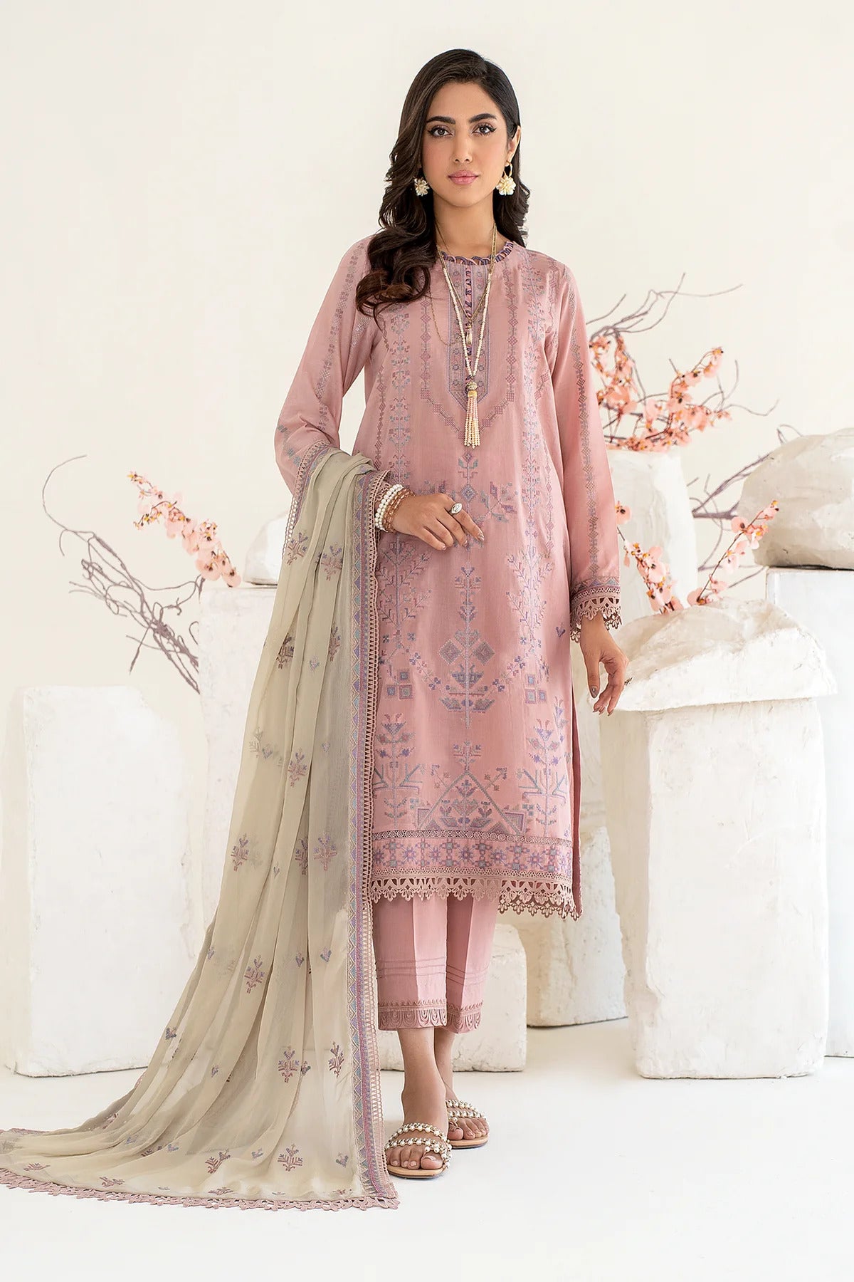 Zarif Unstitched 3 Piece Embroidered Eid Lawn Collection'2023-ZEL-02