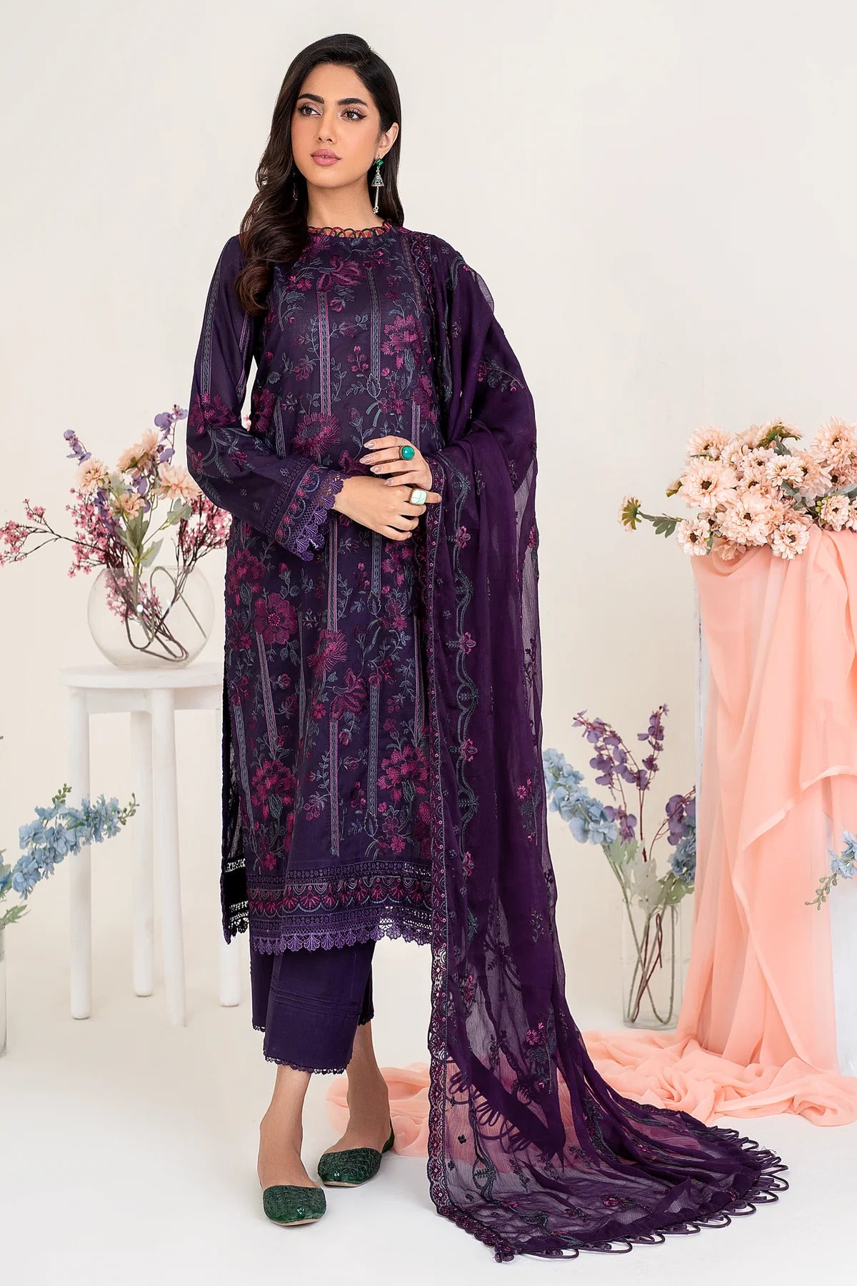 Zarif Unstitched 3 Piece Embroidered Eid Lawn Collection'2023-ZEL-07