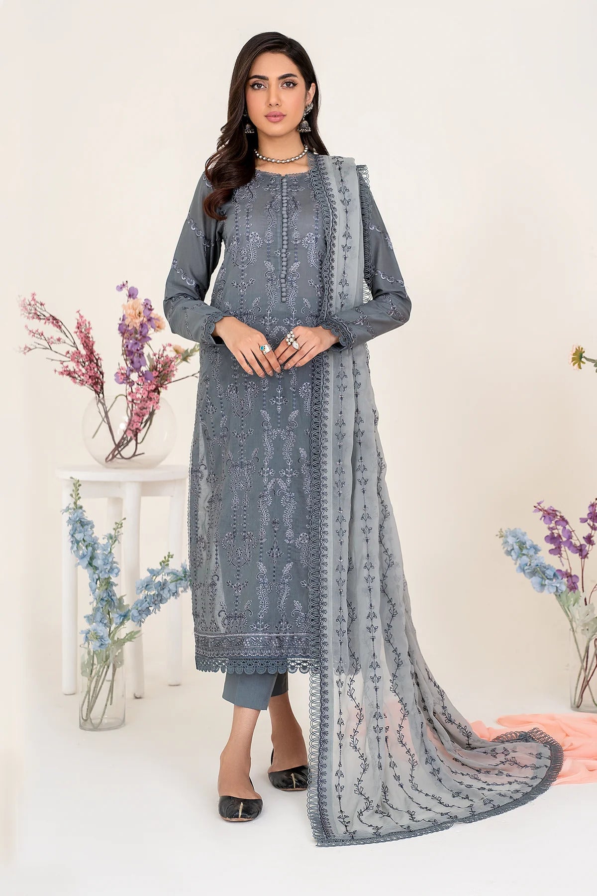 Zarif Unstitched 3 Piece Embroidered Eid Lawn Collection'2023-ZEL-08