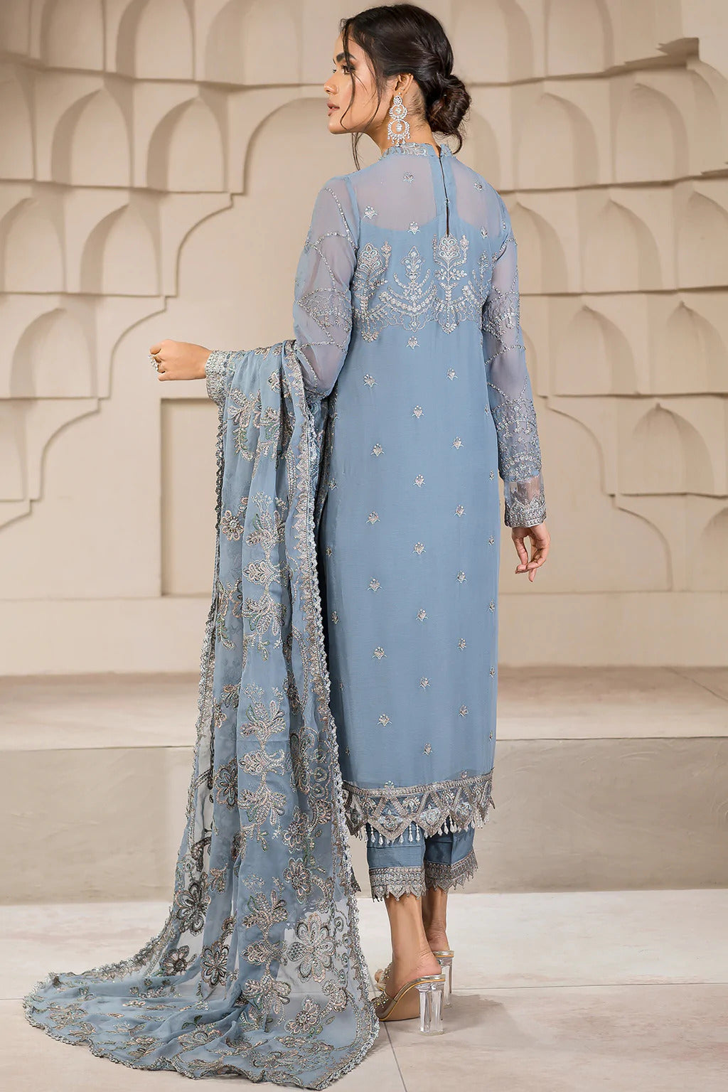 Falak by Zarif Unstitched 3 Piece Festive Formal Collection'2022-ZF-05-Blue Bell