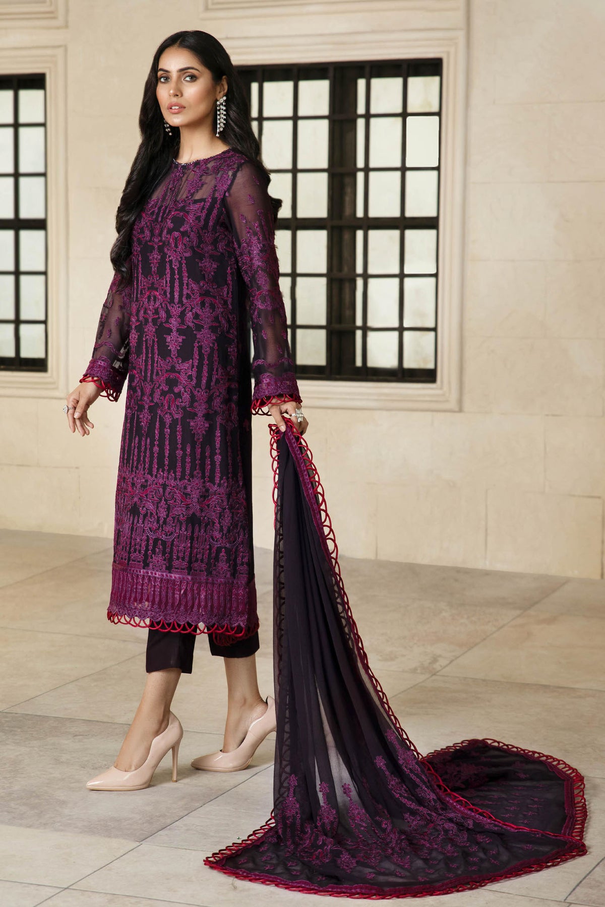 Gulzaar by Zarif Unstitched 3 Piece Festive Chiffon Collection'2022-ZFG-06-Perlwinkle