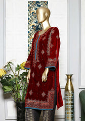 Bin Saeed Stitched Embroidered velvet Kurti Vol-04 Collection'2021-ZFV-014-Red